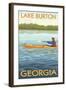 Lake Burton, Georgia - Kayak Scene-Lantern Press-Framed Art Print