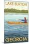 Lake Burton, Georgia - Kayak Scene-Lantern Press-Mounted Art Print