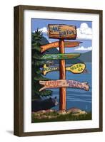 Lake Burton, Georgia - Sign Destinations-Lantern Press-Framed Art Print