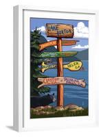 Lake Burton, Georgia - Sign Destinations-Lantern Press-Framed Art Print