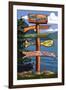 Lake Burton, Georgia - Sign Destinations-Lantern Press-Framed Art Print