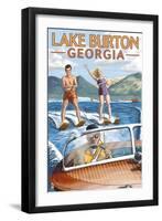 Lake Burton, Georgia - Water Skiing Scene-Lantern Press-Framed Art Print