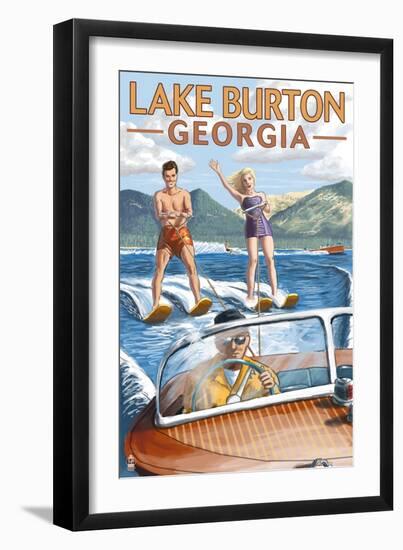 Lake Burton, Georgia - Water Skiing Scene-Lantern Press-Framed Art Print