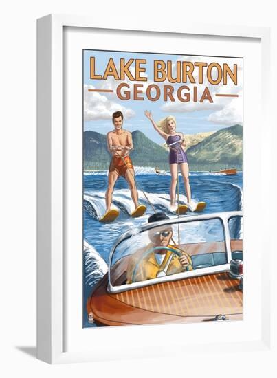 Lake Burton, Georgia - Water Skiing Scene-Lantern Press-Framed Art Print