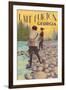 Lake Burton, Georgia - Women Fly Fishing-Lantern Press-Framed Art Print