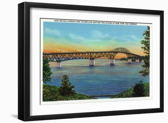 Lake Champlain, New York - Close-up View of the New Bridge-Lantern Press-Framed Art Print