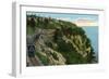 Lake Champlain, New York - Delaware and Hudson River Train Along Lake-Lantern Press-Framed Art Print