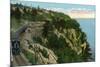 Lake Champlain, New York - Delaware and Hudson River Train Along Lake-Lantern Press-Mounted Premium Giclee Print