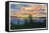 Lake Champlain, New York - Sunset over the Lake, Adirondack Mts in Distance-Lantern Press-Framed Stretched Canvas
