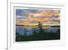 Lake Champlain, New York - Sunset over the Lake, Adirondack Mts in Distance-Lantern Press-Framed Premium Giclee Print