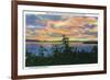 Lake Champlain, New York - Sunset over the Lake, Adirondack Mts in Distance-Lantern Press-Framed Premium Giclee Print