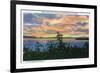 Lake Champlain, New York - Sunset over the Lake, Adirondack Mts in Distance-Lantern Press-Framed Art Print