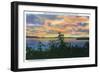 Lake Champlain, New York - Sunset over the Lake, Adirondack Mts in Distance-Lantern Press-Framed Art Print