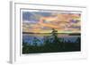 Lake Champlain, New York - Sunset over the Lake, Adirondack Mts in Distance-Lantern Press-Framed Art Print