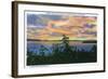 Lake Champlain, New York - Sunset over the Lake, Adirondack Mts in Distance-Lantern Press-Framed Art Print