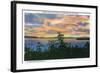 Lake Champlain, New York - Sunset over the Lake, Adirondack Mts in Distance-Lantern Press-Framed Art Print