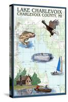 Lake Charlevoix, Michigan - Nautical Chart-Lantern Press-Stretched Canvas
