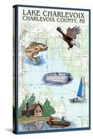 Lake Charlevoix, Michigan - Nautical Chart-Lantern Press-Stretched Canvas