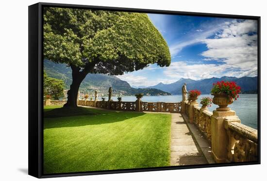 Lake Como Villa Garden-George Oze-Framed Stretched Canvas