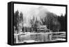 Lake Crescent, WA View of Tavern and Lodge Photograph - Lake Crescent, WA-Lantern Press-Framed Stretched Canvas