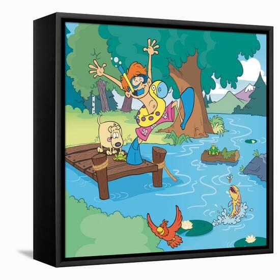 Lake Days - Jack & Jill-Bob Ostrom-Framed Stretched Canvas