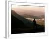 Lake District Dawn Rises in a Lakeland Pass Watched by Man in Hat-null-Framed Photographic Print