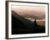 Lake District Dawn Rises in a Lakeland Pass Watched by Man in Hat-null-Framed Photographic Print