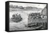 Lake-Dwellers Attacked-G.F. Scott Elliot-Framed Stretched Canvas