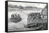 Lake-Dwellers Attacked-G.F. Scott Elliot-Framed Stretched Canvas