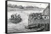 Lake-Dwellers Attacked-G.F. Scott Elliot-Framed Stretched Canvas