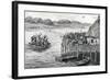 Lake-Dwellers Attacked-G.F. Scott Elliot-Framed Art Print