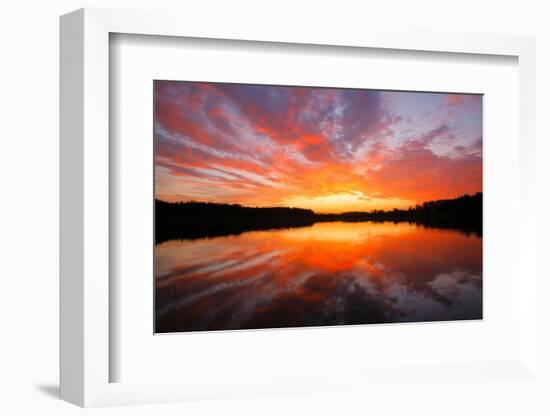 Lake, Evening Mood, Afterglow-Alfons Rumberger-Framed Photographic Print