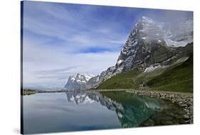 Lake Fallboden, Eiger and Wetterhorn, Grindelwald, Bernese Oberland, Canton of Bern, Switzerland, E-Hans-Peter Merten-Stretched Canvas