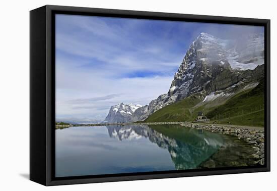 Lake Fallboden, Eiger and Wetterhorn, Grindelwald, Bernese Oberland, Canton of Bern, Switzerland, E-Hans-Peter Merten-Framed Stretched Canvas