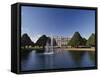 Lake, Fountain and Ornamental Trees in Hampton Court Palace Grounds, Near London-Nigel Blythe-Framed Stretched Canvas