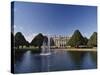 Lake, Fountain and Ornamental Trees in Hampton Court Palace Grounds, Near London-Nigel Blythe-Stretched Canvas