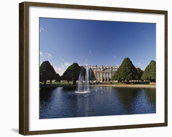 Lake, Fountain and Ornamental Trees in Hampton Court Palace Grounds, Near London-Nigel Blythe-Framed Photographic Print