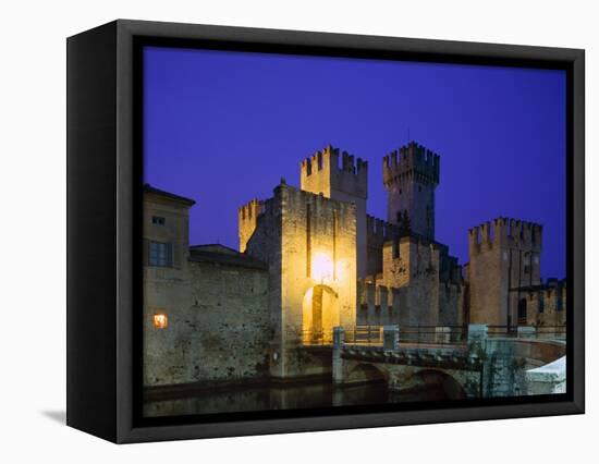 Lake Garda / Rocca Scaligera Castle / Night View, Sirmione, Veneto, Italy-Steve Vidler-Framed Stretched Canvas