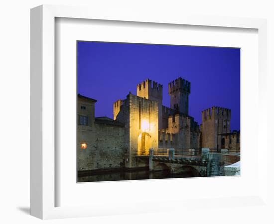 Lake Garda / Rocca Scaligera Castle / Night View, Sirmione, Veneto, Italy-Steve Vidler-Framed Photographic Print