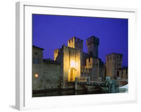 Lake Garda / Rocca Scaligera Castle / Night View, Sirmione, Veneto, Italy-Steve Vidler-Framed Photographic Print