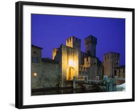 Lake Garda / Rocca Scaligera Castle / Night View, Sirmione, Veneto, Italy-Steve Vidler-Framed Photographic Print