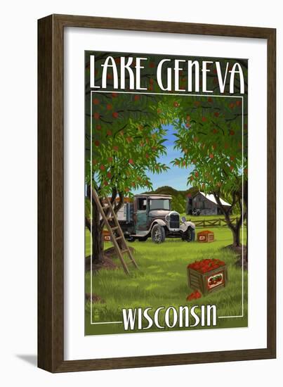 Lake Geneva, Wisconsin - Apple Harvest-Lantern Press-Framed Art Print