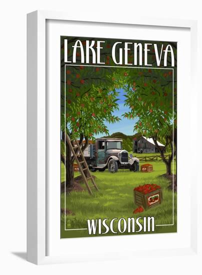 Lake Geneva, Wisconsin - Apple Harvest-Lantern Press-Framed Art Print