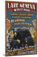 Lake Geneva, Wisconsin - Black Bears-Lantern Press-Mounted Art Print
