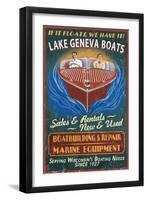 Lake Geneva, Wisconsin - Boat Shop-Lantern Press-Framed Art Print