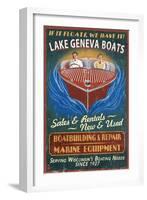 Lake Geneva, Wisconsin - Boat Shop-Lantern Press-Framed Art Print