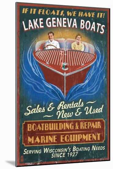 Lake Geneva, Wisconsin - Boat Shop-Lantern Press-Mounted Art Print