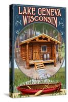 Lake Geneva, Wisconsin - Cabin in Woods-Lantern Press-Stretched Canvas