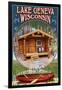 Lake Geneva, Wisconsin - Cabin in Woods-Lantern Press-Framed Art Print