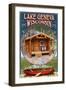 Lake Geneva, Wisconsin - Cabin in Woods-Lantern Press-Framed Art Print